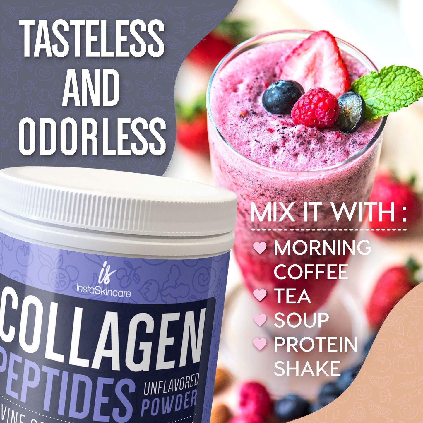 Collagen Peptides Powder for Women - Hydrolyzed Collagen Protein Powder