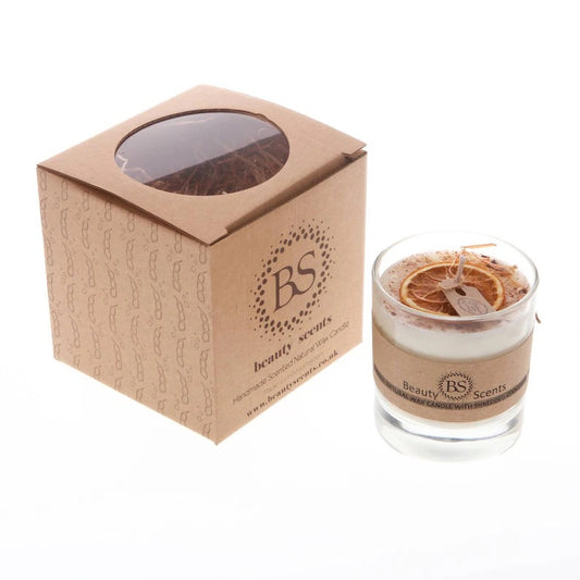 Beauty Scents - Handmade Soy Wax Orange and Cinnamon Scented Candle with Shredded Cinnamon x6 (SMALL)