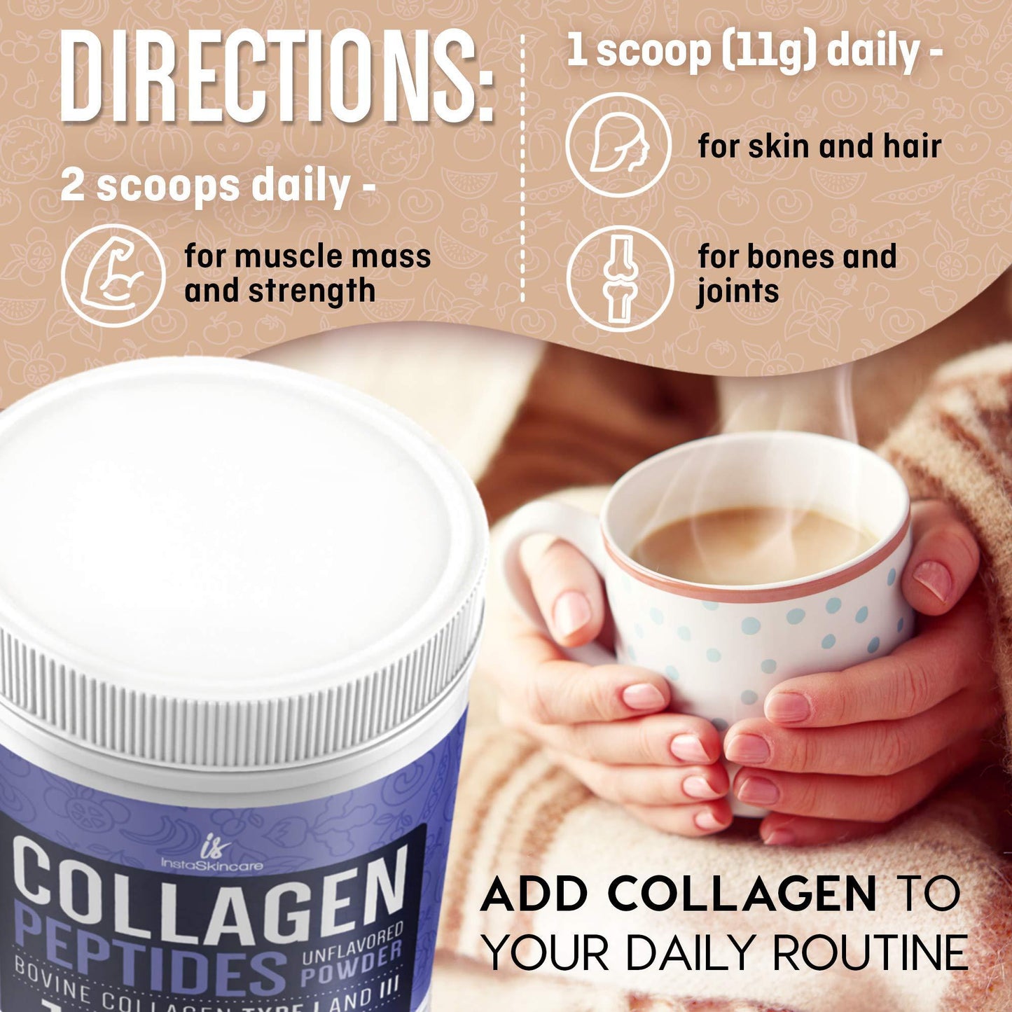 Collagen Peptides Powder for Women - Hydrolyzed Collagen Protein Powder