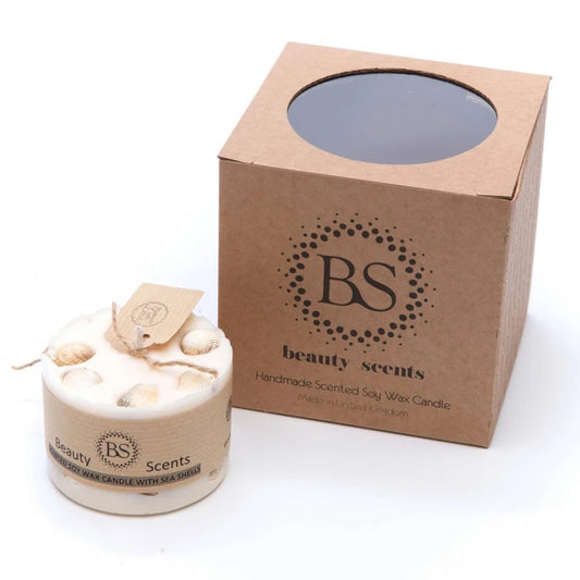 Beauty Scents - Handmade Soy Wax Candle with sea Shells - x6 (SMALL)