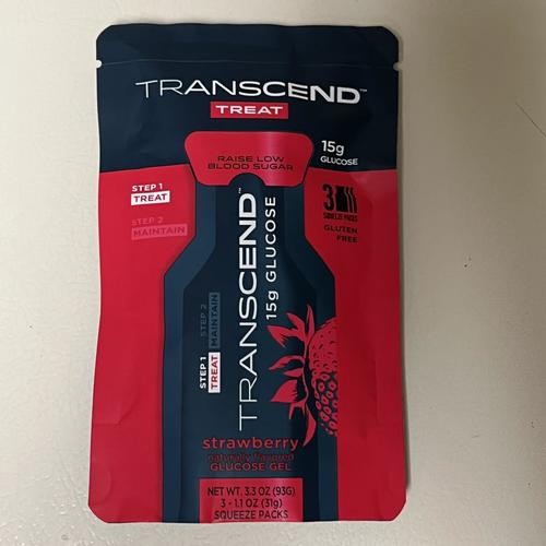 Transcend 15g Glucose Gel - Strawberry 1 pack of 3 squeeze packs